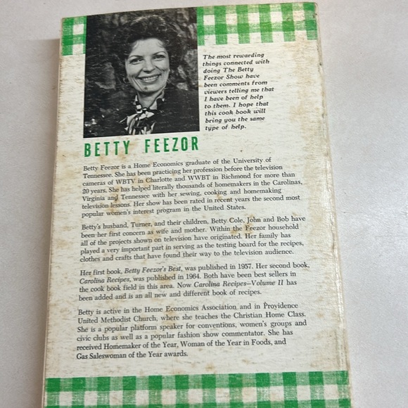 Betty Feezor’s Carolina Recipes Volume II  published 1974 - Picture 2 of 3